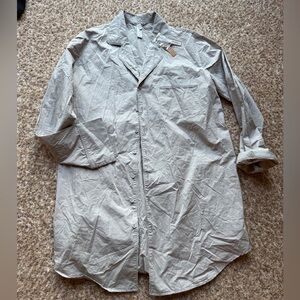 NWT Skims Poplin Unisex Sleep Button Up Dress Silver Size XS